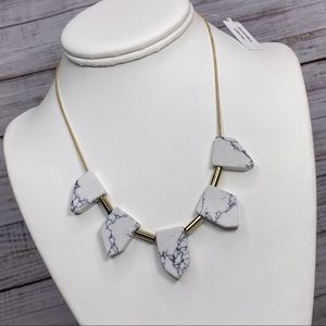 Gold adjustable lengths White speckled howlite necklace